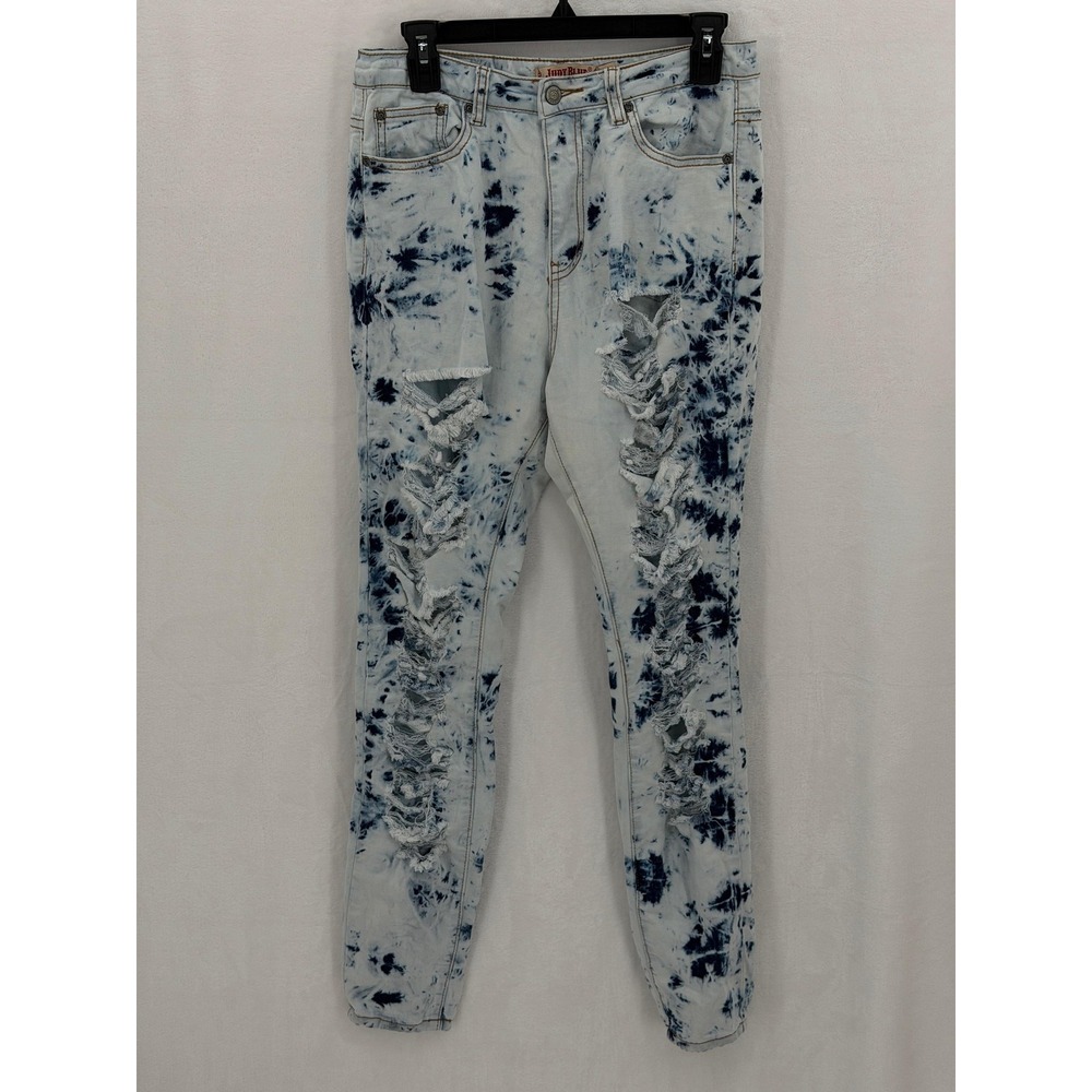 Judy Blue Jeans Womens 9 Light Wash Distressed Skinny Tie Dye Festival High Rise